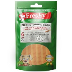 Freshy Tavuk Eti Ve Ciğer Dolgulu Deri Çubuk 13 Cm 6 lı - Freshy