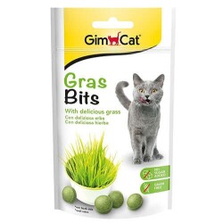 Gimcat Gras Bits Çimen Aromalı Sindirim Sistemi Destekleyici Kedi Ödül Tableti 50 gr - GimCat