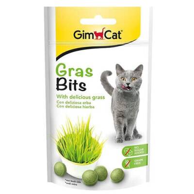 Gimcat Gras Bits Çimen Aromalı Sindirim Sistemi Destekleyici Kedi Ödül Tableti 50 gr - 1