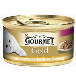 Gourmet Gold Hindi Etli ve Ördekli Konserve Yetişkin Kedi Maması 85 gr - Gourmet Gold