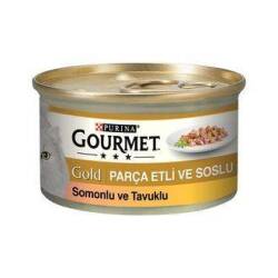 Gourmet Gold Parça Etli ve Soslu Somon Tavuk Kedi Konservesi 85 gr 24 Adet - Gourmet Gold