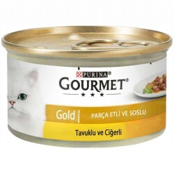 Gourmet Gold Parça Etli ve Soslu Tavuk Ciğer Kedi Konservesi 85 gr - Gourmet Gold