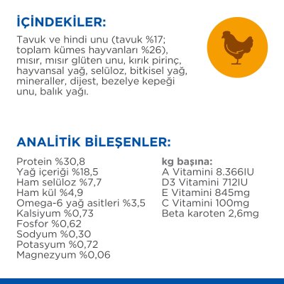 Hill's SCIENCE PLAN Tüy Yumağı Önleyici Mükemmel Tüyler İçin Tavuklu Kedi Maması 1,5 kg - 3