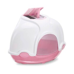 Imac Ginger Kapalı Filtreli Köşe Kedi Tuvalet Kabı Gri - Imac