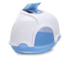 Imac Ginger Kapalı Filtreli Köşe Kedi Tuvalet Kabı Mavi - Imac