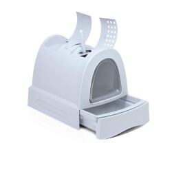 Imac Zuma Buz Mavisi Çekmeceli Kapalı Kedi Tuvaleti 40 X 42,5 X 56 cm - Imac
