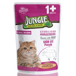 Jungle Pouch Sığır Eti Parçalı Kısırlaştırılmış Kedi Konservesi 100 Gr - Jungle