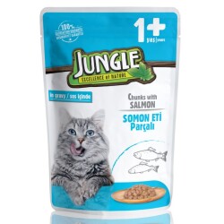 Jungle Pouch Somon Parçalı Yetişkin Kedi Konservesi 100 Gr - Jungle