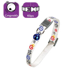 Karlie Çıngıraklı Desenli Kedi Boyun Tasması 30 cm Beyaz - Karlie