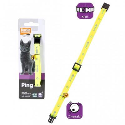 Karlie Çıngıraklı Sarı Balık Desenli Kedi Boyun Tasması - 1