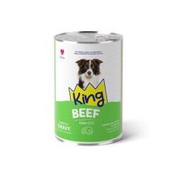 King Sos İçinde Et Parçacıklı Dana Etli Yetişkin Köpek Konservesi 400 gr - King