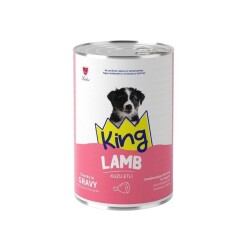 King Sos İçinde Et Parçacıklı Kuzu Etli Yavru Köpek Konservesi 400 gr - King