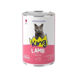 King Sos İçinde Et Parçacıklı Kuzu Etli Yetişkin Kedi Konservesi 400 gr - King