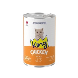 King Sos İçinde Et Parçacıklı Tavuklu Yavru Kedi Konservesi 400 gr - King