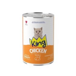 King Sos İçinde Et Parçacıklı Tavuklu Yavru Kedi Konservesi 400 gr - King