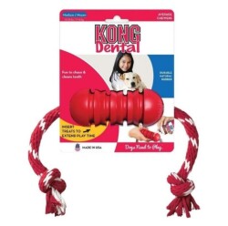 Kong Dental Diş Temizliği Sağlayan İp Sallantılı Köpek Oyuncağı S - 1
