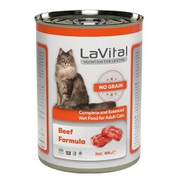 LaVital Biftekli Tahılsız Yetişkin Kedi Konservesi 400 gr - LaVital
