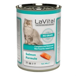 LaVital Somonlu Tahılsız Yetişkin Kedi Konservesi 400 gr - LaVital
