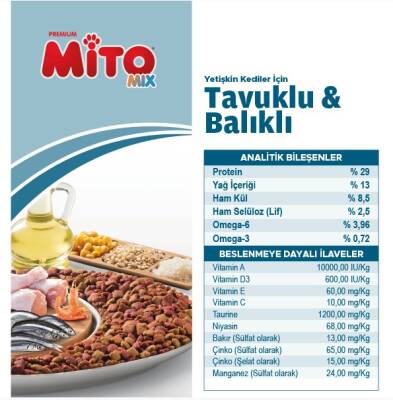 LaMito Mix Adult Cat Tavuklu ve Balıklı Renkli Taneli Yetişkin Kedi Maması 15 kg - 4