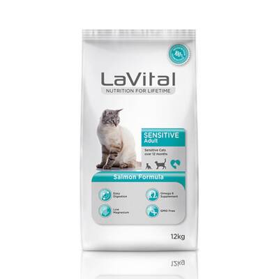 LaVital Sensitive Hassas Sindirim Sistemine Sahip Kediler İçin Somonlu Yetişkin Kedi Maması 12 kg - 1