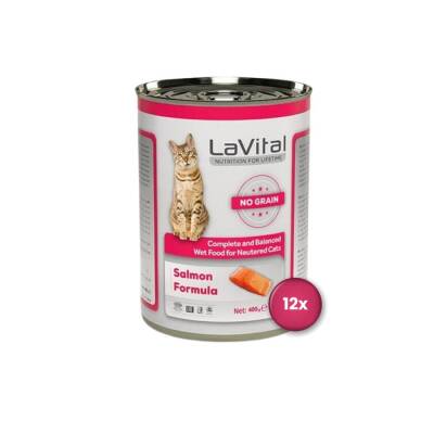 LaVital Sterilised Tahılsız Somonlu Yetişkin Kısır Kedi Konservesi 400 gr X 12 Adet - 2