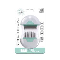 M-Pets 2in1 Uzun Tüylü Kedi ve Köpekler için Yeşil Furminatör ve Masaj Tarağı - M-Pets