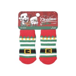 M-PETS Chrıstmas Elf Kaymaz Tabanlı Çorap 4lü - M-Pets