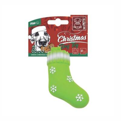 M-Pets Christmas Yeşil Çorap Latex Köpek Oyuncağı 13 cm - 1