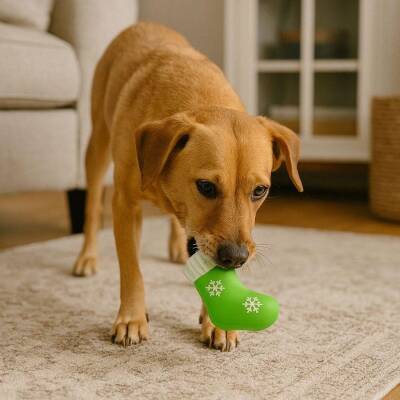 M-Pets Christmas Yeşil Çorap Latex Köpek Oyuncağı 13 cm - 2
