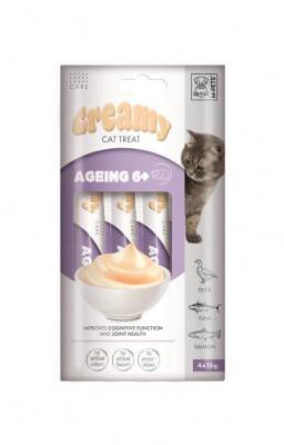 M-Pets Creamy Ageing 6+ Ördekli Somonlu ve Tuna Balıklı Kedi Ödülü 4x15 Gr - 1