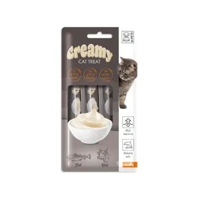 M-Pets Creamy Morina Balıklı ve Sığır Etli Krema Kedi Ödülü 4x15 Gr
