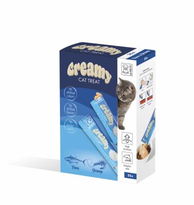 M-Pets Creamy Ton Balıklı ve Karidesli Krema Kedi Ödül Maması 25x15 Gr