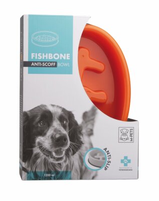 M-Pets Fishbone Kedi ve Köpekler İçin Turuncu Yavaş Yeme Mama Kabı 27,5x19,7x6 Cm