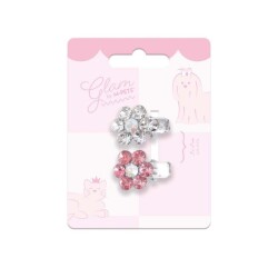 M-Pets Glam Çiçekli Kedi ve Köpekler İçin Aksesuar Toka Pembe Beyaz - M-Pets