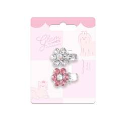 M-Pets Glam Çiçekli Kedi ve Köpekler İçin Aksesuar Toka Pembe Beyaz - M-Pets