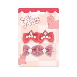 M-Pets Glam Fiyonklu Kedi ve Köpekler İçin Aksesuar Toka Kırmızı - M-Pets