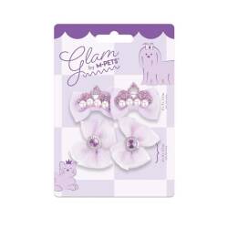 M-Pets Glam Fiyonklu Kedi ve Köpekler İçin Aksesuar Toka Mor - M-Pets