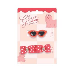 M-Pets Glam Gözlük ve Fiyonklu Kedi ve Köpekler İçin Aksesuar Toka Kırmızı - M-Pets