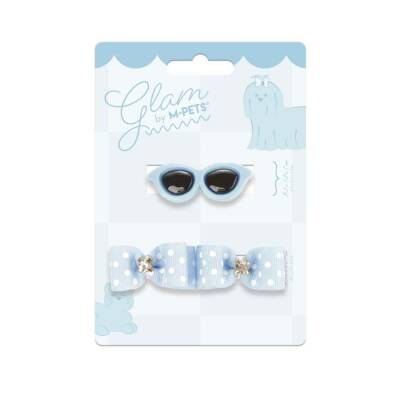 M-Pets Glam Gözlük ve Fiyonklu Kedi ve Köpekler İçin Aksesuar Toka Mavi - 1