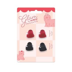 M-Pets Glam Kalpli Kedi ve Köpekler İçin Aksesuar Toka Kırmızı Siyah - M-Pets