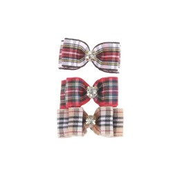 M-Pets Glam Kareli Fiyonklu Kedi ve Köpekler İçin Aksesuar Toka Kırmızı - 2