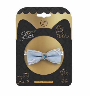 M-Pets Glam Prestige Blue Denim Pearl Köpek Kolyesi L