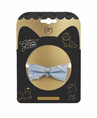 M-Pets Glam Prestige Blue Denim Pearl Kedi ve Köpek Kolyesi M