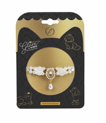 M-Pets Glam Prestige White Roses Kedi ve Köpek Kolyesi L