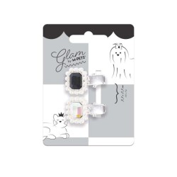 M-Pets Glam Taşlı İncili Kedi ve Köpekler İçin Aksesuar Toka Siyah Gri - M-Pets