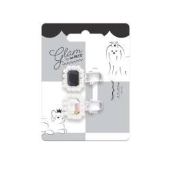 M-Pets Glam Taşlı İncili Kedi ve Köpekler İçin Aksesuar Toka Siyah Gri - M-Pets