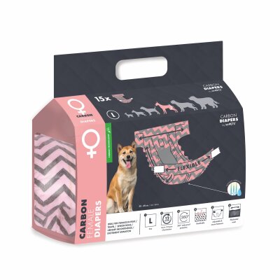 M-Pets Karbonlu Diapers Dişi Köpek Külotu L 15 Adet