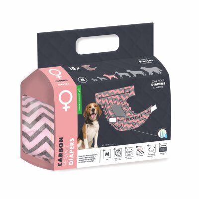 M-Pets Karbonlu Diapers Dişi Köpek Külotu M 15 Adet