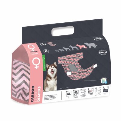 M-Pets Karbonlu Diapers Dişi Köpek Külotu Xl 15 Adet