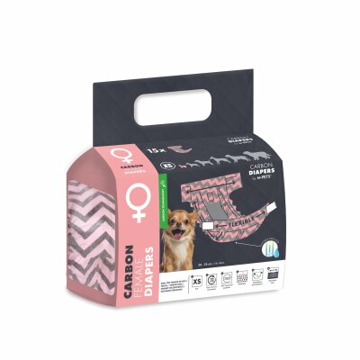 M-Pets Karbonlu Diapers Dişi Köpek Külotu Xs 15 Adet